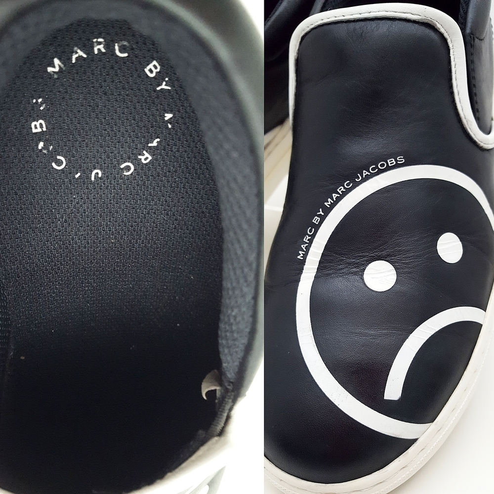 🍦90's Marc Jacobs🔥Sad Face☹ Broom Slio On Sneakers Shoes - Picture 5 of 7